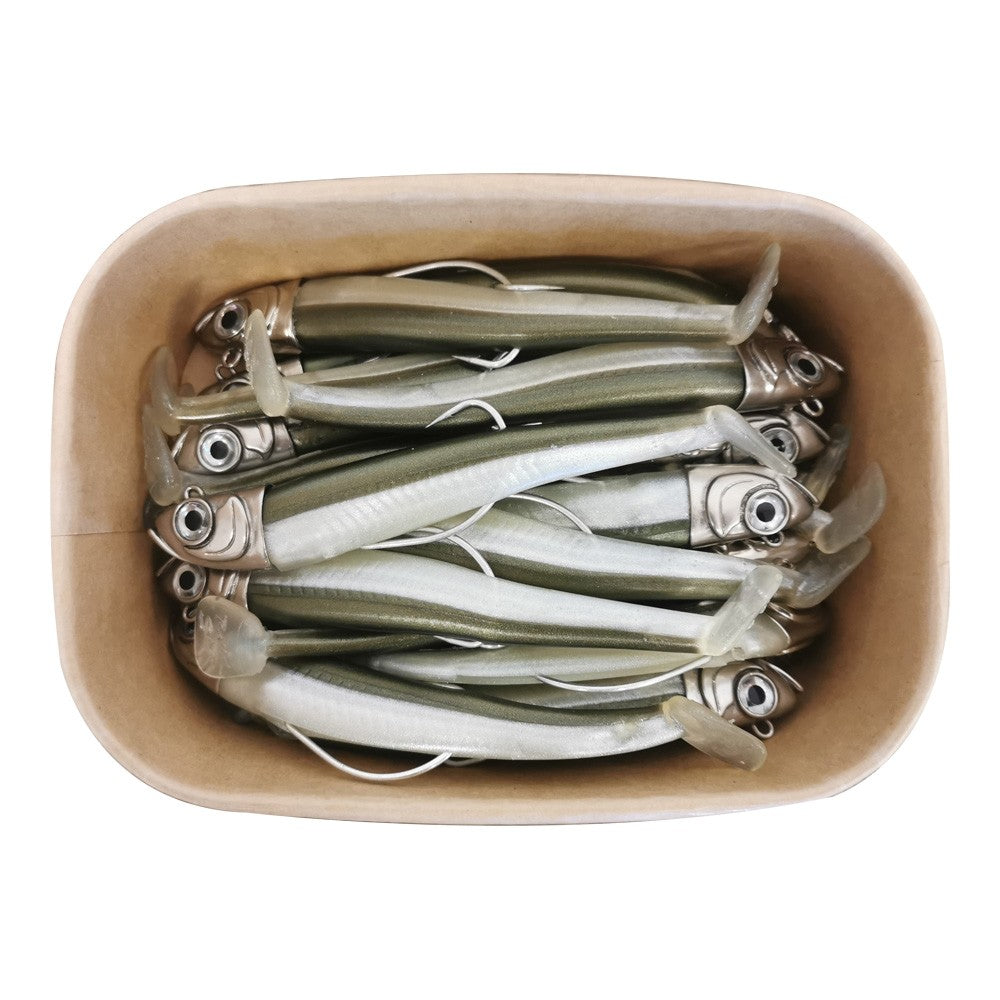 Силиконови примамки GT-Bio Roller Shad Mega Box - Kaki Sandeel (на брой) в кутия.
