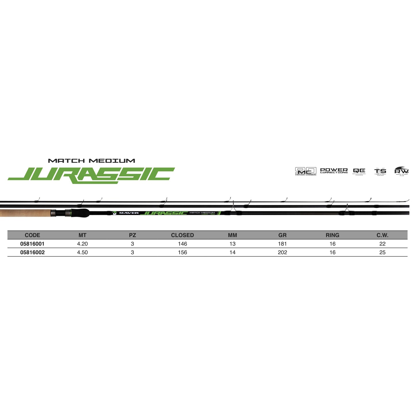 Καλάμι match MAVER Jurassic Match Medium - 4.20/4.50m (3 τμήματα)