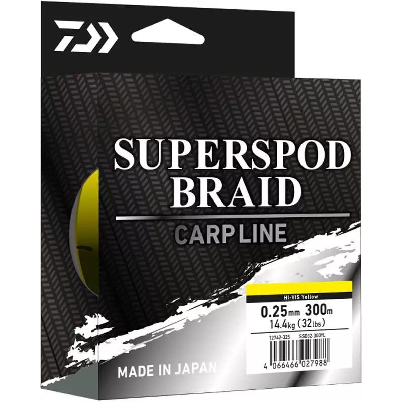 Νήμα braided DAIWA SUPERSPOD YELLOW BRAID 30lb - 300m / Ø 0.25 mm
