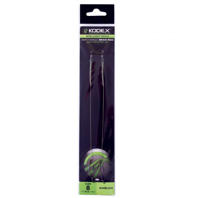Δεμένα αγκίστρια για hair rig KODEX ANTI TANGLE BRAID RIGS - 2 τεμ. στη συσκευασία