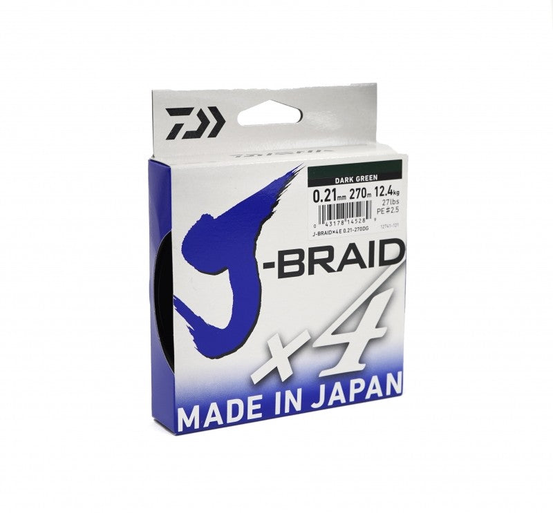 Νήμα braided Daiwa J-BRAID X4 DARK GREEN (σκούρο πράσινο) - 270 m