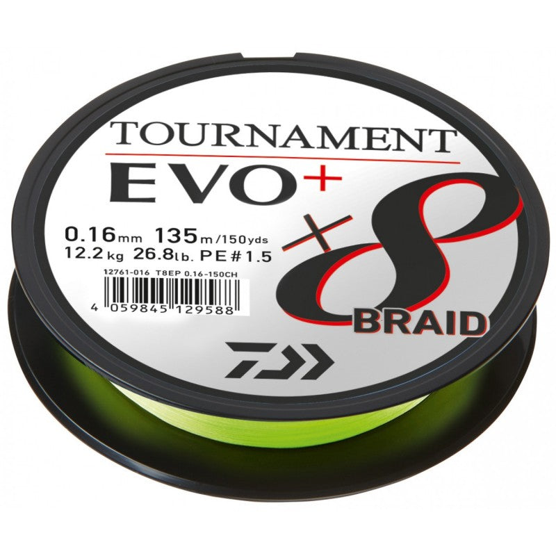 Νήμα braided Daiwa TOURNAMENT X8 BRAID EVO+ CHARTREUSE (κίτρινο) - 270m
