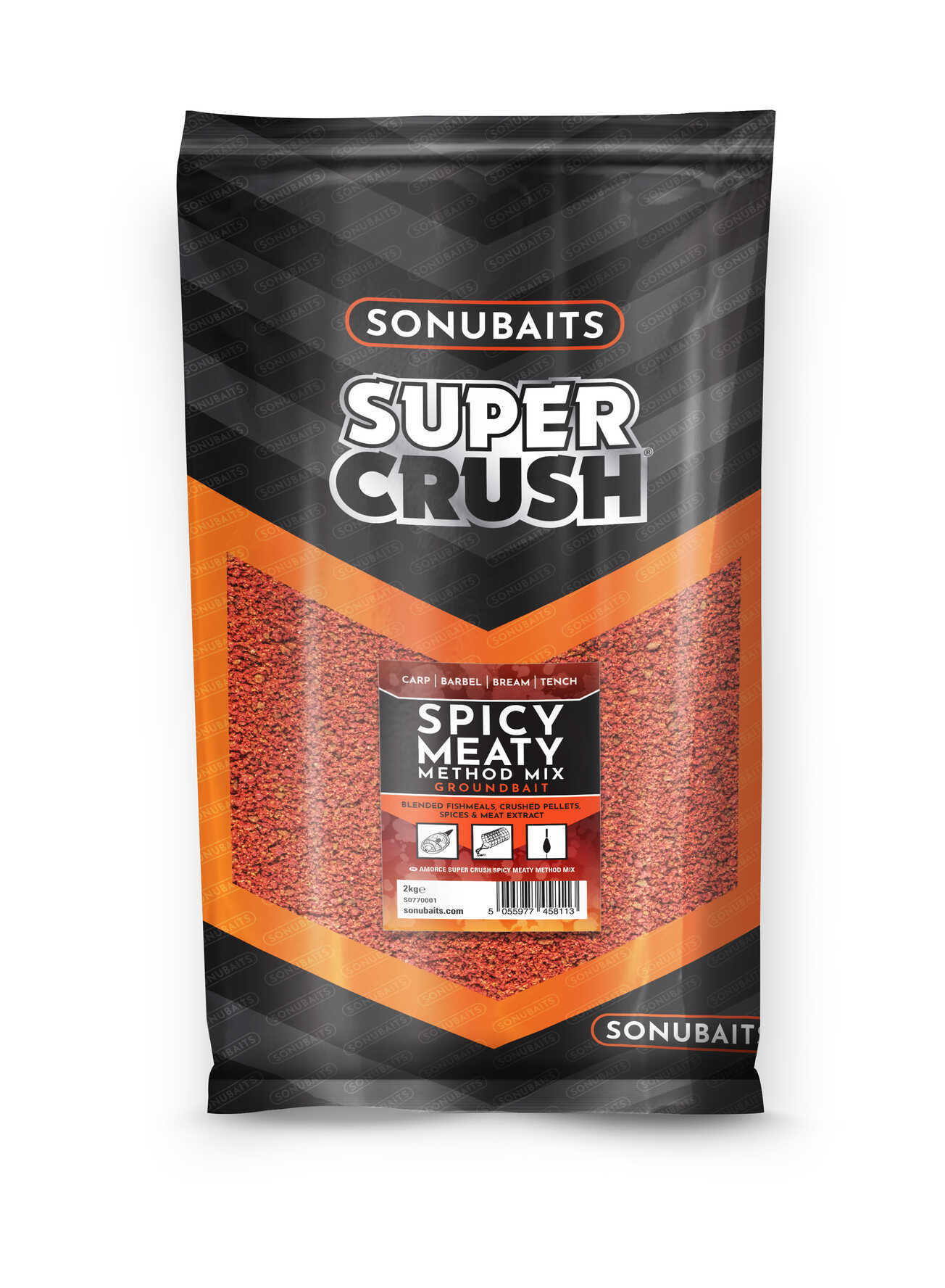 Захранка SONUBAITS Super Crush Spicy Meaty Method Mix - 2kg