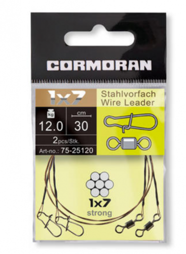 Метален повод с вирбел и карабинка - Cormoran 1x7 Wire Leader / 20 cm
