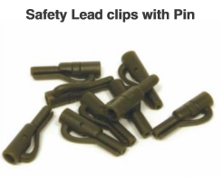 Rod Hutchinson SAFETY LEAD CLIPS WITH PIN - BROWN - 10 pcs/pack