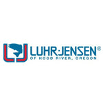 Лого на LUHR-JENSEN от Худ Ривър, Орегон, популярно за риболовни примамки и такъми.