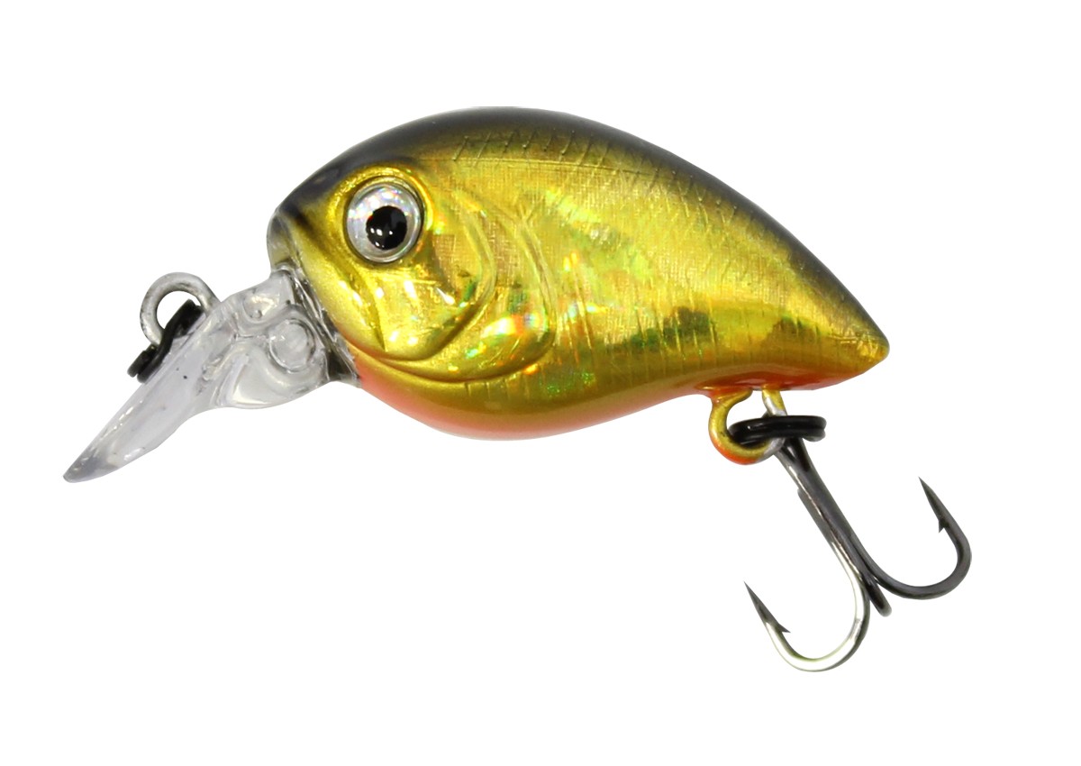 Воблер Sea Buzz Chub Bug Mid Runner 2.7cm/2.5gr - Floating, златист цвят и два тройни куки.