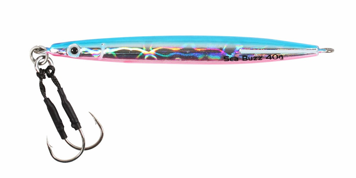 Пилкер SeaBuzz 343 RA - UV - 8.5cm/40gr с реалистичен дизайн и асист куки, идеален за риболов.
