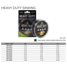 Монофилно влакно Maver Smart  HEAVY DUTY SINKING - 150m, опаковка с темно зелено влакно за риболов.