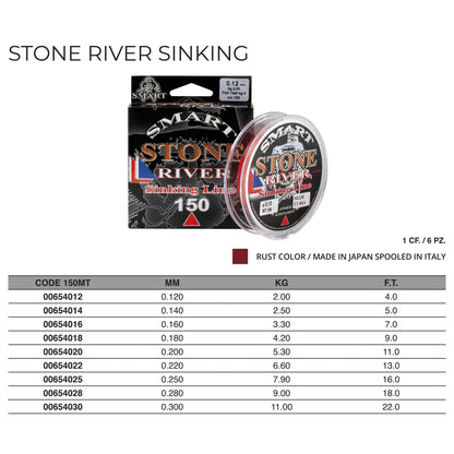 Монофилно влакно Maver Smart Stone River - 150m, риболовно влакно за рибари, цвят ръжда, спомага за улов на риба.