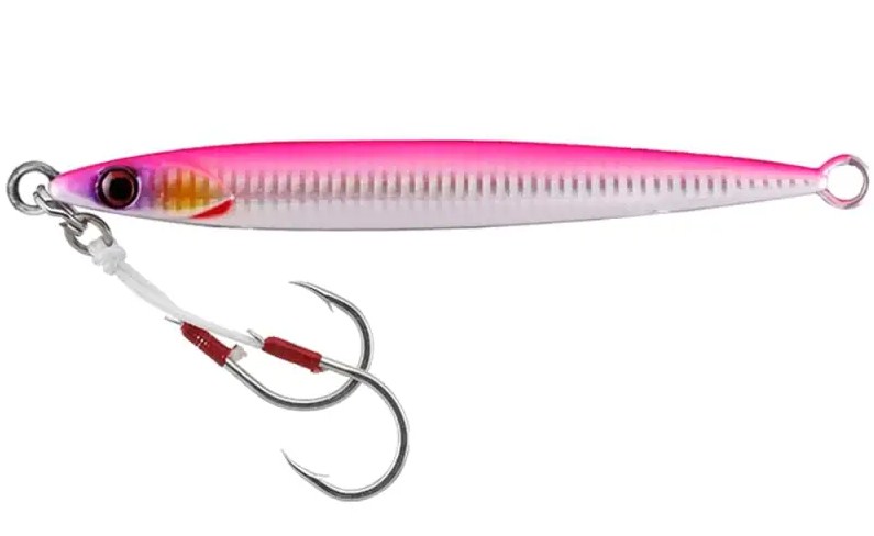 Джиг JACKALL Big Backer Jig Slide Stick - 6.7cm/15gr в цвят 02 PINK BACK, идеален за риболов.
