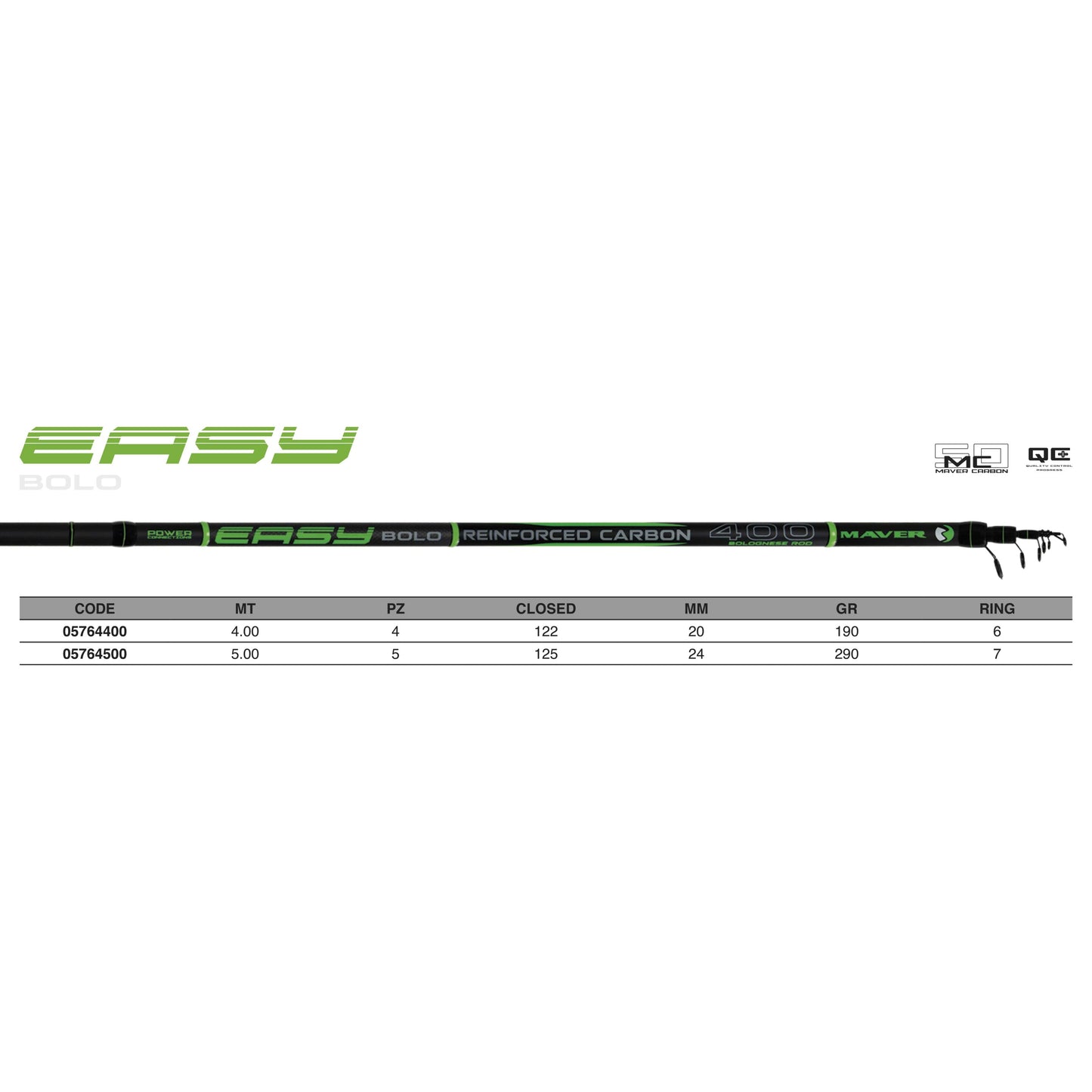 Болонеза въдица MAVER EASY BOLO - 5.00m с характеристики за риболов на големи мряни и морска риба.