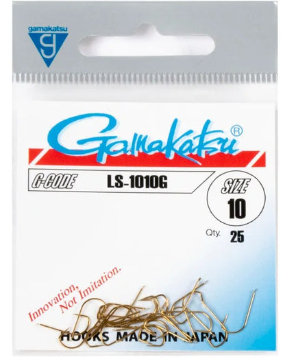 Куки GAMAKATSU LS 1010G HOOKS (Gold) - куки размер 10, опаковка 25 броя, за деликатен риболов.