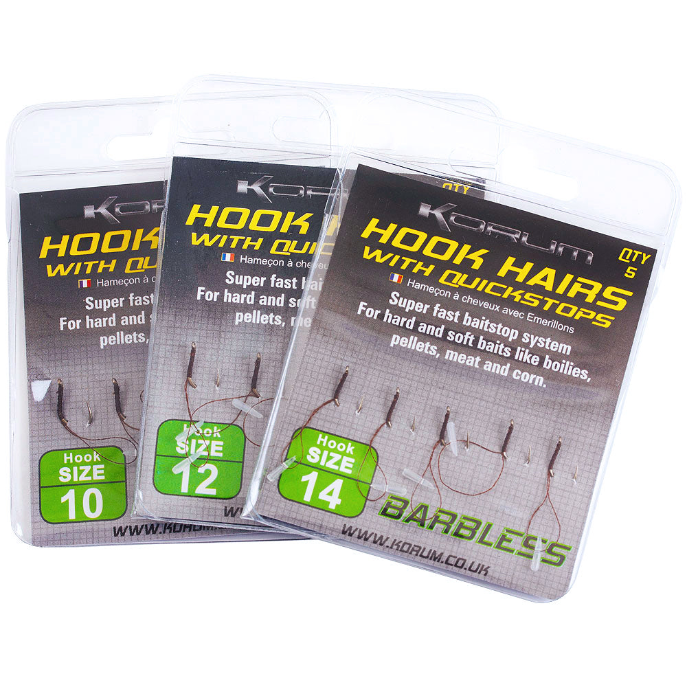 Αγκίστρια χωρίς αρπάδι KORUM Barbless Hook Hairs with Quickstops