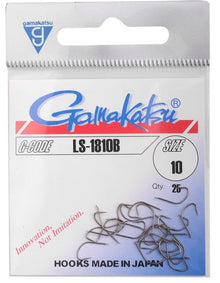 Куки GAMAKATSU LS 1810B - BLACK in size 10, perfect for fishing in closed waters, packed 25 pieces.