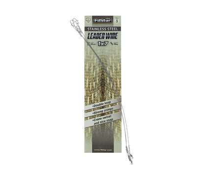 Поводи за щука Filstar, 30cm/18kg, 7-нишкова стомана с карабинка и вирбел, 3 бр в опаковка.