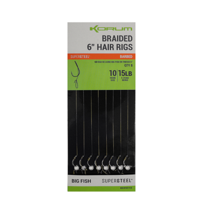 Cârlige legate fără spin pentru montura hair rig KORUM Big Fish Braided Hair Rigs
