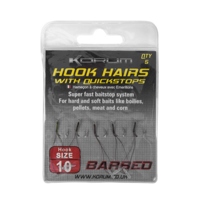 Αγκίστρια KORUM Barbed Hook Hairs with Quickstops