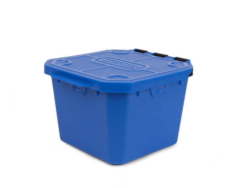 Кутия за стръв и захранка PRESTON 3 PINT FLIP LID BAIT TUB синя, с капак на панти за лесно отваряне.