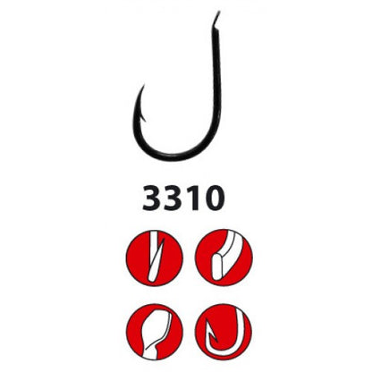 Вързани куки "на косъм" GAMAKATSU CARP HAIR 3310B, черна риболовна кука с иновационен дизайн и острие.