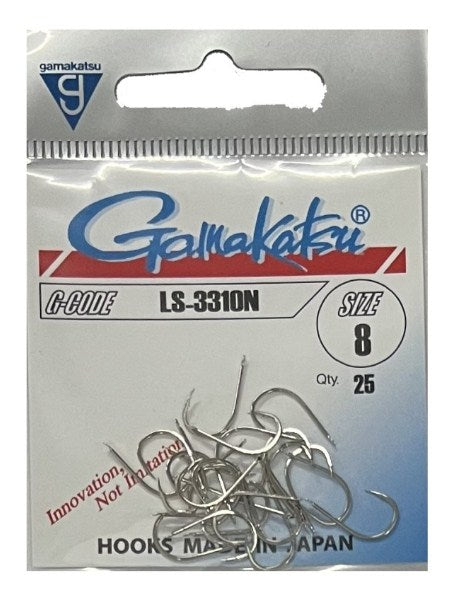 Куки GAMAKATSU LS 3310N - NICKEL, опаковка с 25 броя, размер 8, произведени в Япония, здрави и остри.