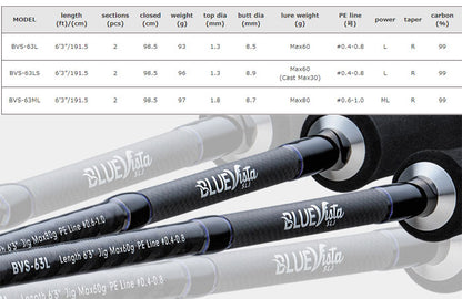Light Jigging sea spinning rods Valleyhill BLUE VISTA BVS - 1.91m - 60/80gr