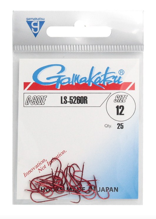 Куки GAMAKATSU LS 5260R - RED, опаковка с размер 12, количество 25 броя, идеални за риболов.