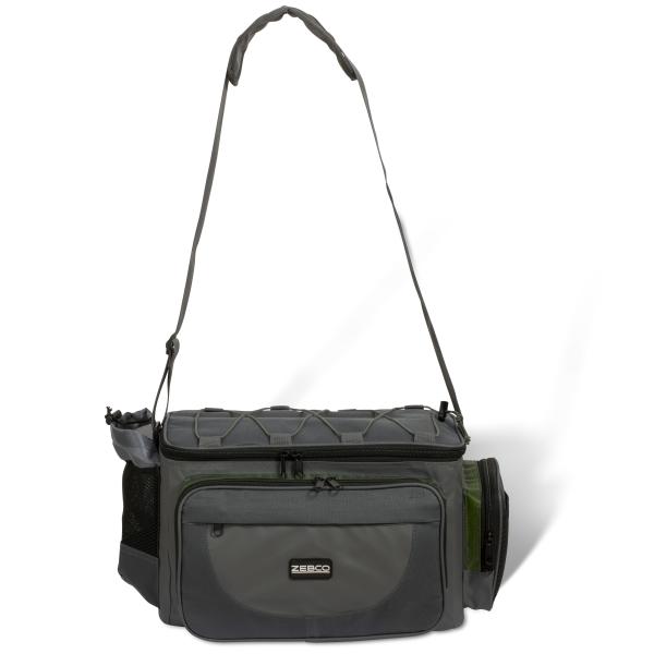 Чанта за принадлежности ZEBCO SPINNING BAG - GREEN/GREY, удобна и практична за съхранение на спининг оборудване.