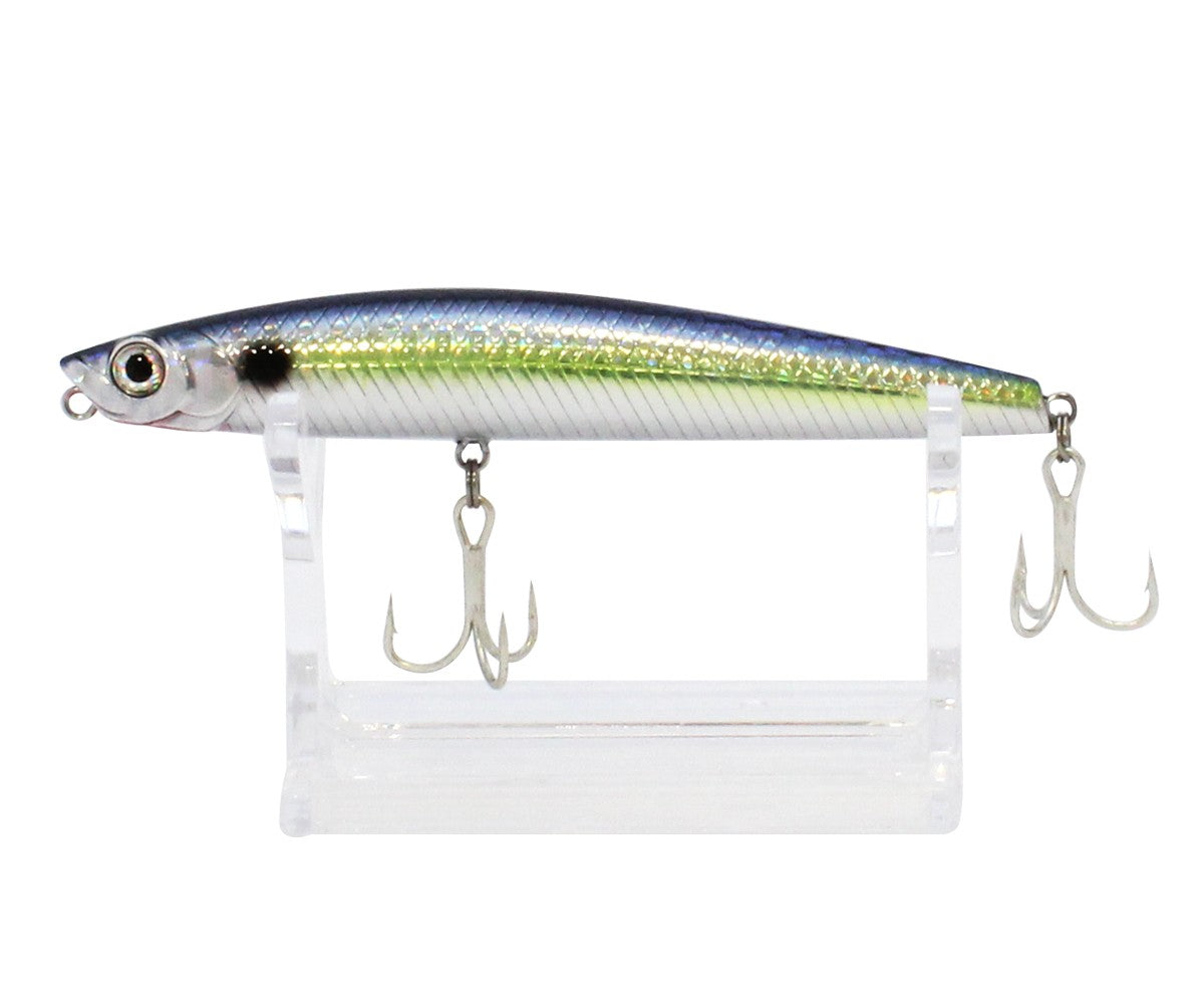 Воблер Sea Buzz Panic Tail 95F Topwater - 9.5cm/8.5g в сребрист цвят с тройни куки.