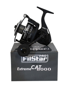 Макара с преден аванс FilStar Extreme CAT 8000, изработена с олекотена метална шпула и ergonomic дръжка.