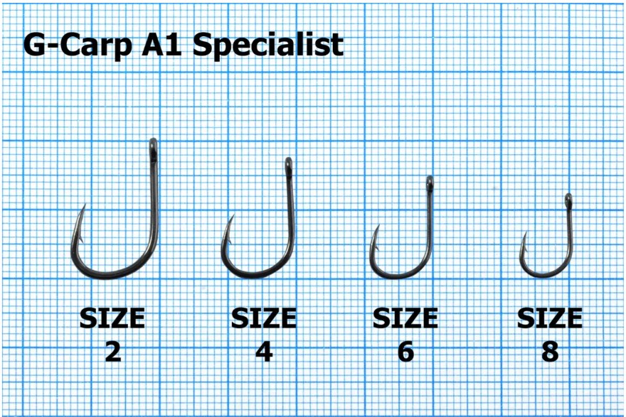 Куки GAMAKATSU A1 G-CARP SPECIALIST - BLACK, размер 2, 4, 6, 8, добри за риболов, устойчиви и остри.