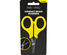 Ножица AVID RE-RIG COMPACT BRAID SCISSORS с остри назъбени остриета, жълт дизайн, дължина 9.5см.