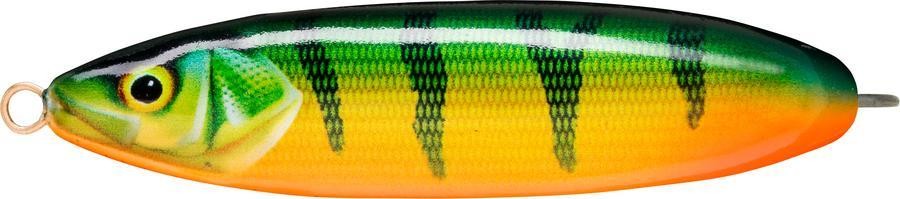 Клатушка Rapala Minnow Spoon 8cm/16gr в зелено и оранжево с реалистичен дизайн за улов на щука.