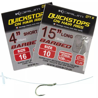 Hooks KORUM Quickstops on Hair Rigs 4''