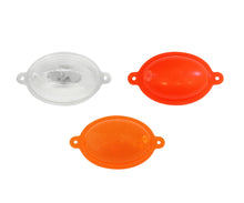 Булдо Plastilys PFL-V40-O - овално - комплект с прозрачни и оранжеви булдо за риболов с отвори за пълнене.