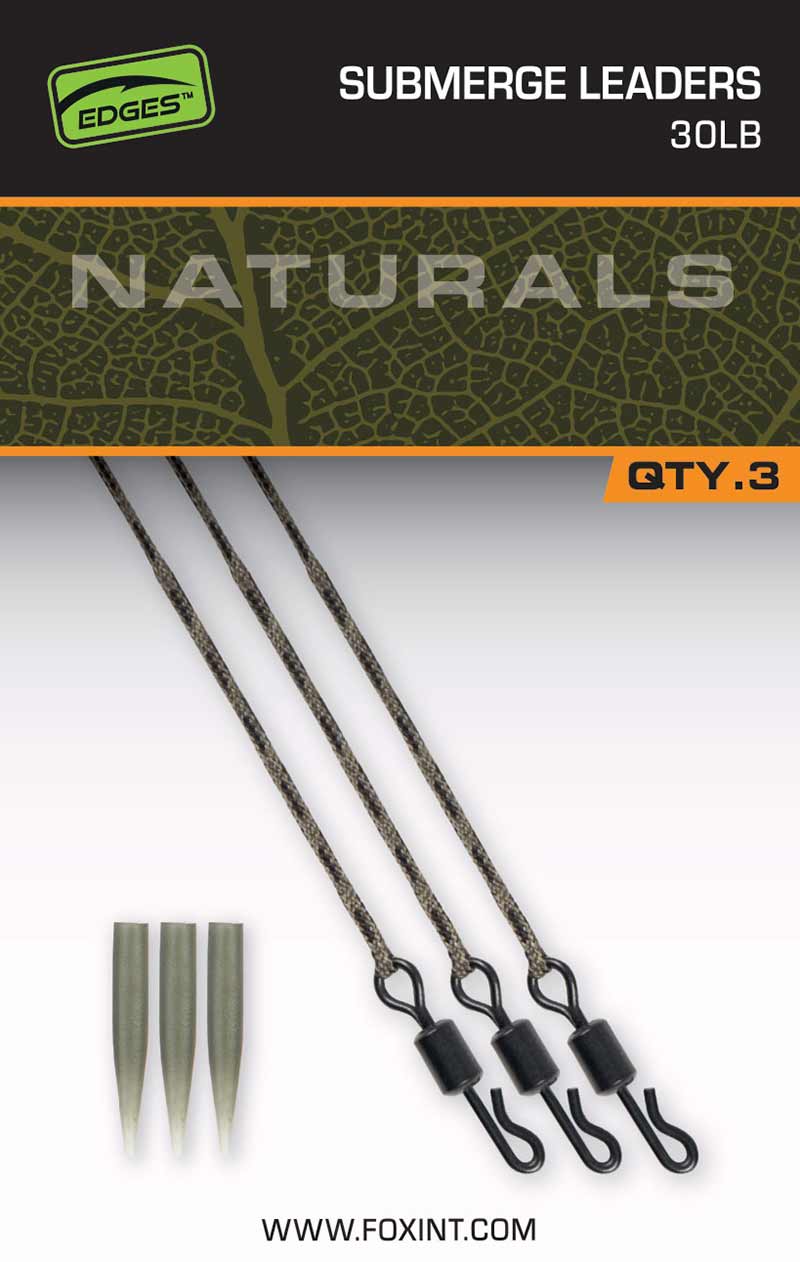 Montura gata facuta Fox Edges Naturals Submerge Leaders – 30lb / 75 cm / 3 buc.