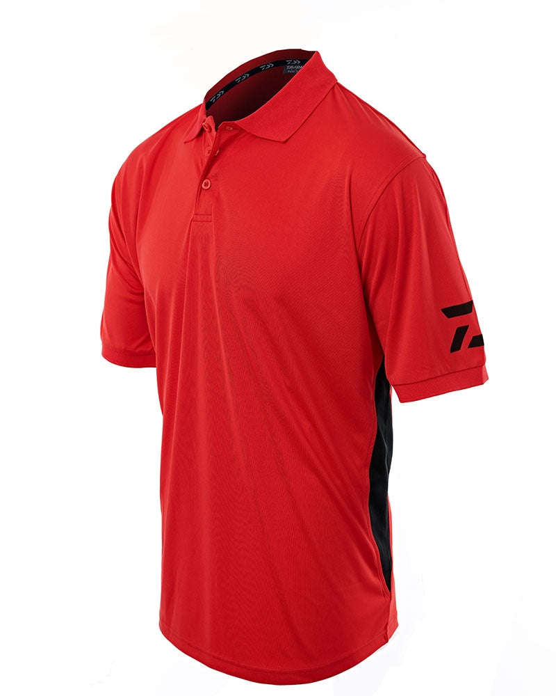 Тениска DAIWA D-VEC POLO SHIRT RED - Червена с къс ръкав, дишаща полиестерна материя.