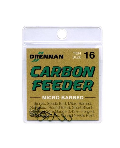 Куки DRENNAN Carbon Feeder - опаковка 16, микробарбед, къс стебло, специализирани за фидер риболов.