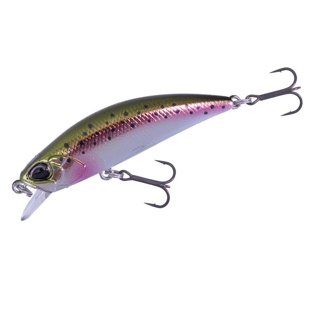 Воблер Duo SPEARHEAD RYUKI 50SP - 5.0cm/3.3gr - Suspending с цвят Rainbow Trout, идеален за риболов в по-дълбоки вирове.