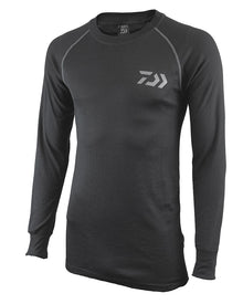 Термо блуза DAIWA D-VEC BASE LAYER с дълги ръкави, черен цвят, идеална за риболов и защита от студа.