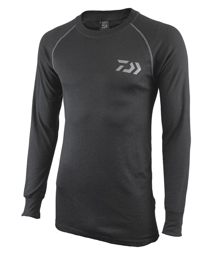 Термо блуза DAIWA D-VEC BASE LAYER с дълги ръкави, черен цвят, идеална за риболов и защита от студа.