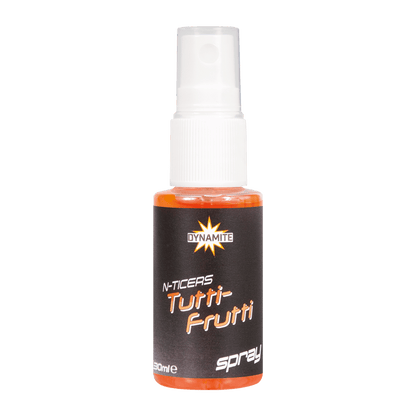 Атрактант Dynamite Baits N-Ticers - 30ml, Tutti-Frutti спрей за риболов, идеален за фидер и мач риболов.