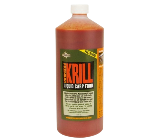 Атрактант Dynamite Baits Premium Liquid Carp Food KRILL - 1l в 1 литър бутилка за риболов.