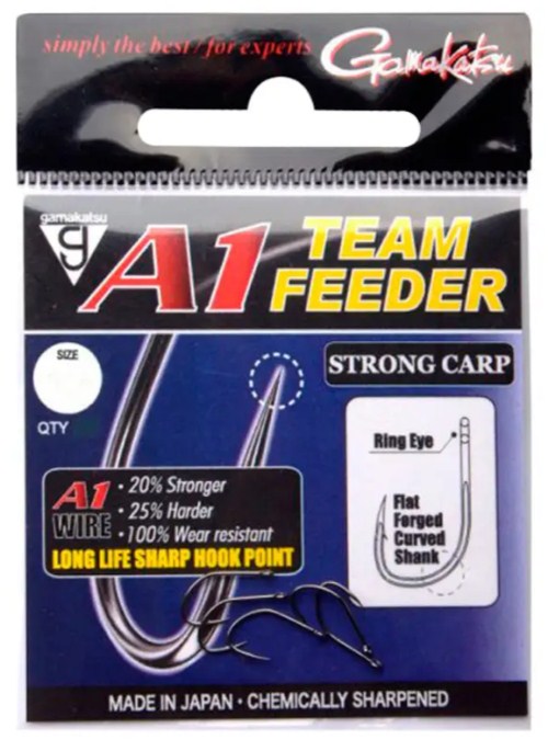 Куки с ухо GAMAKATSU A1 TEAM FEEDER STRONG CARP, японски рибарски куки с уникален материал A1.