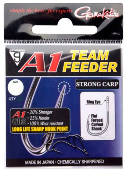 Куки с ухо GAMAKATSU A1 TEAM FEEDER STRONG CARP, японски рибарски куки с уникален материал A1.