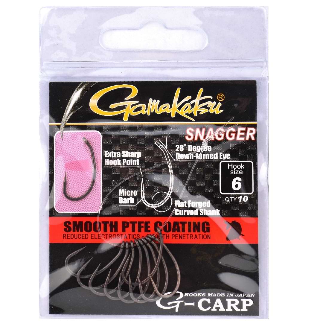 Куки с ухо GAMAKATSU G-CARP SNAGGER PTFE, 28 градуса, микро контра, опростени монтажи, 10 броя.