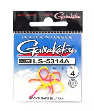 Куки GAMAKATSU LS 5314A - MULTICOLOR, опаковка с многоцветни куки за дропшот, размер 4.
