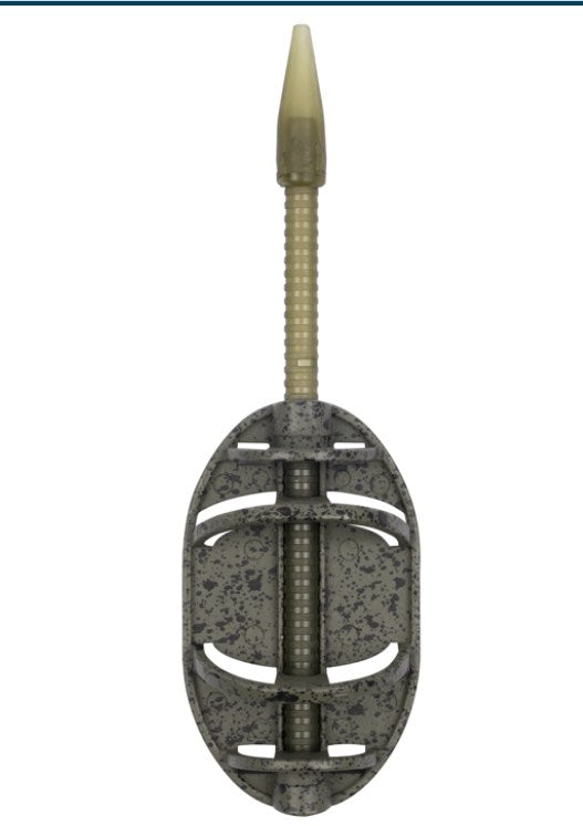 Метод хранилка PRESTON ICS INLINE DURA FLAT METHOD FEEDER - XXL, риболовен аксесоар с увеличен капацитет и ребра за задържане.