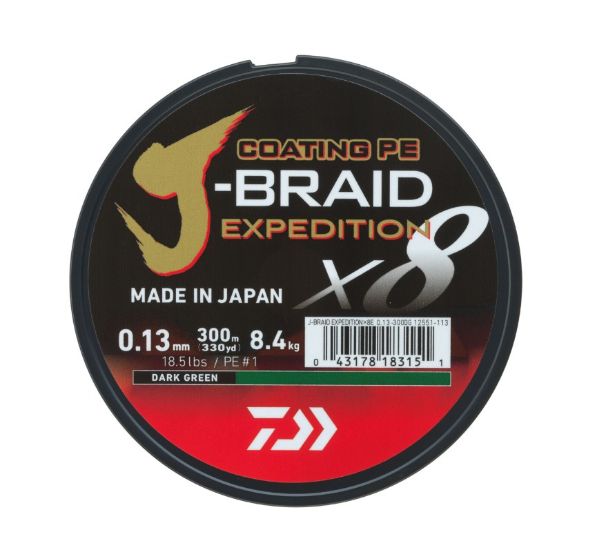 Νήμα braided Daiwa J-BRAID EXPEDITION X8 DARK GREEN - 300m