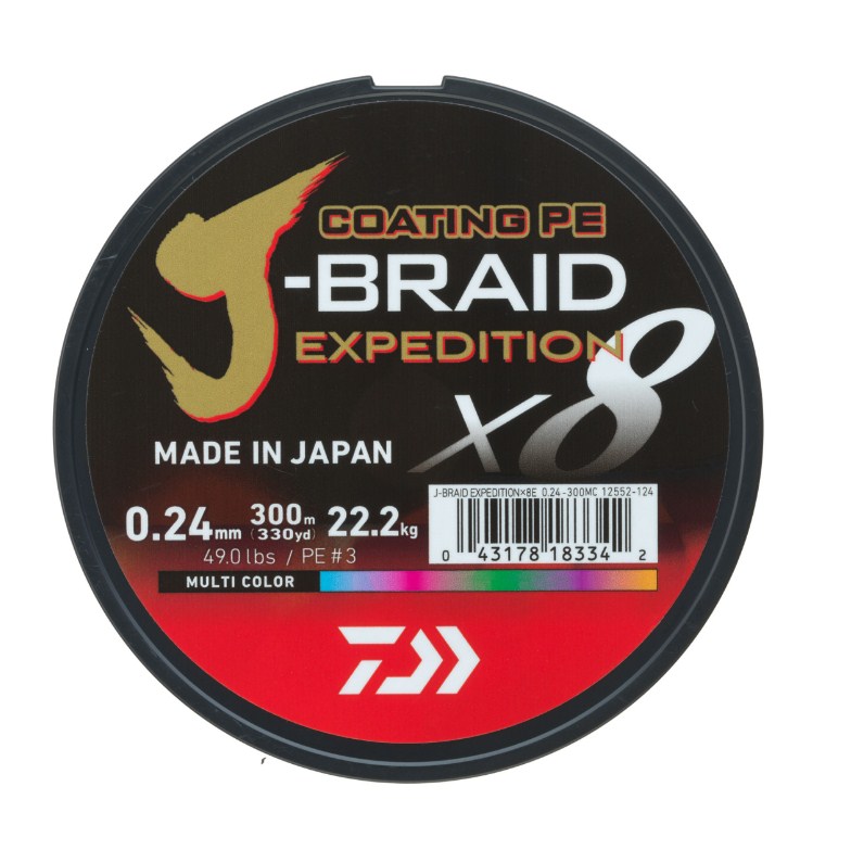Плетено влакно Daiwa J-BRAID EXPEDITION X8 MULTICOLOR -300m